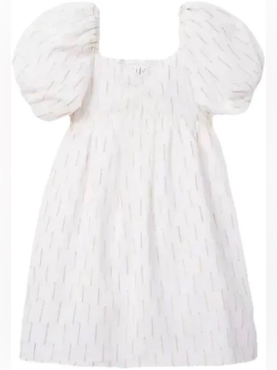 Janie and Jack Other - Janie and Jack Gold Metallic Clip Stripe Bubble Sleeve Holiday Dress Girls 18